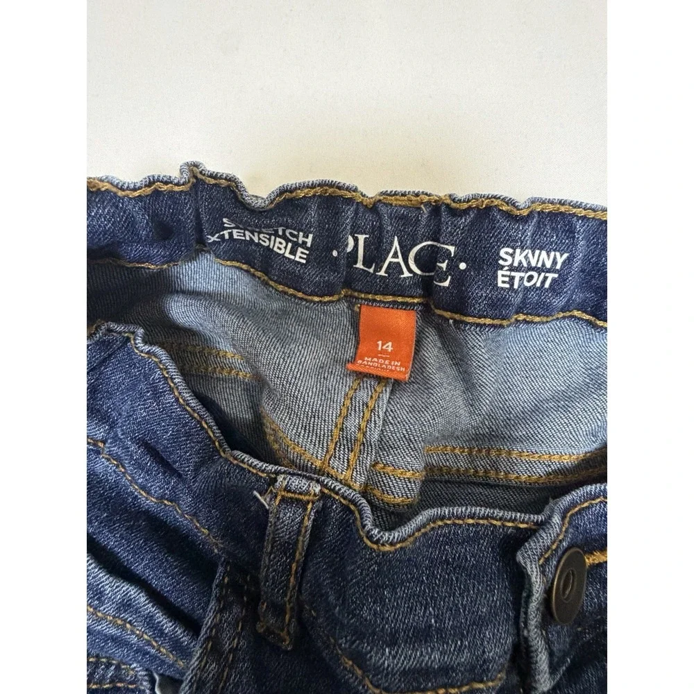 Boys Place Skinny Jeans Lot 2 Size 14 Adjustable Waist Stretch Blue Denim